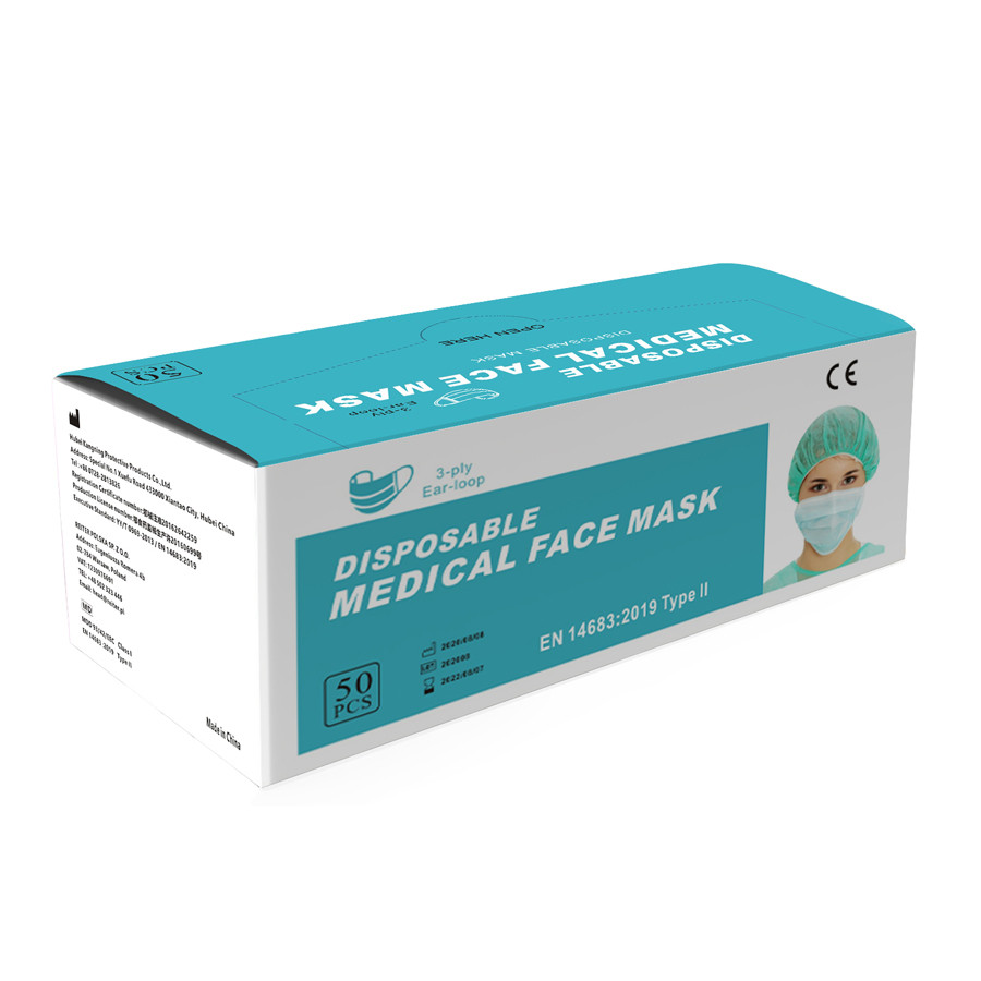 MEDICAL FACE MASKS - Class 1, Type II       -        50 Per Box              1 Boxes @ £19.00 each 3