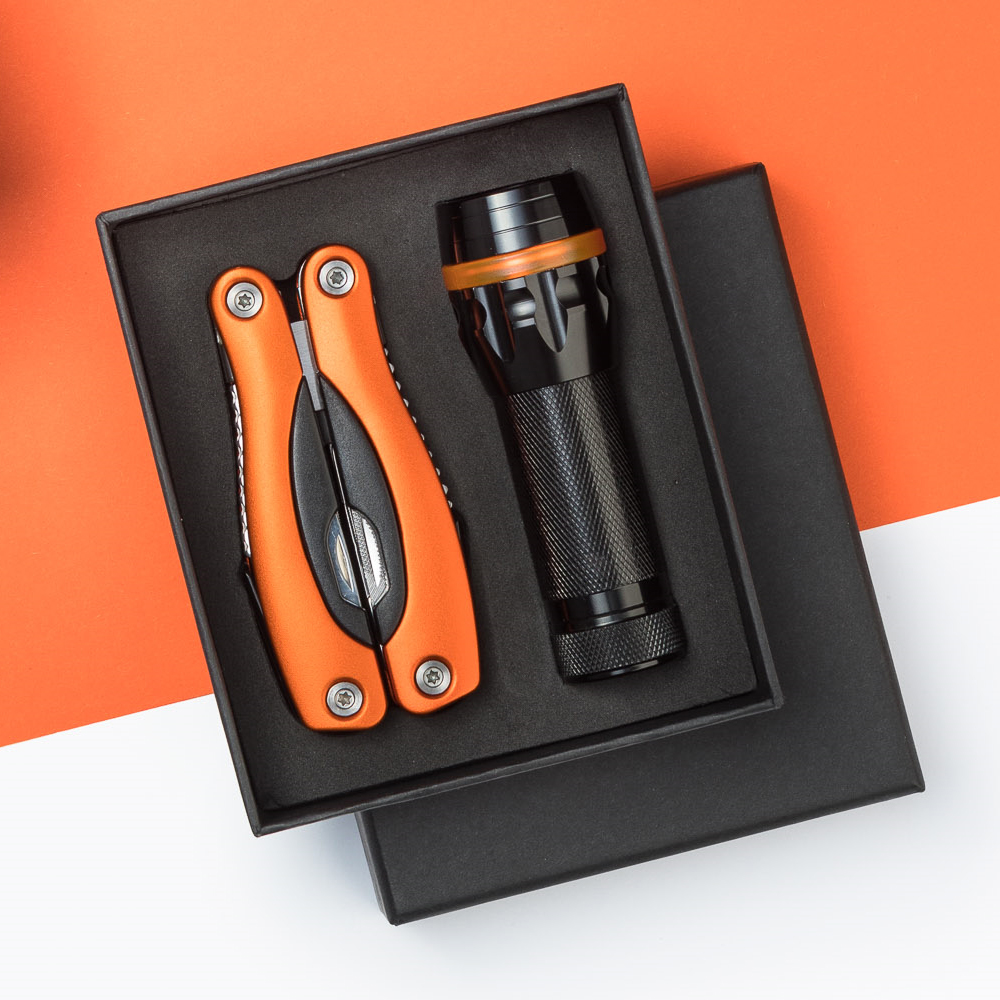Orange Multi-tool and LED Torch