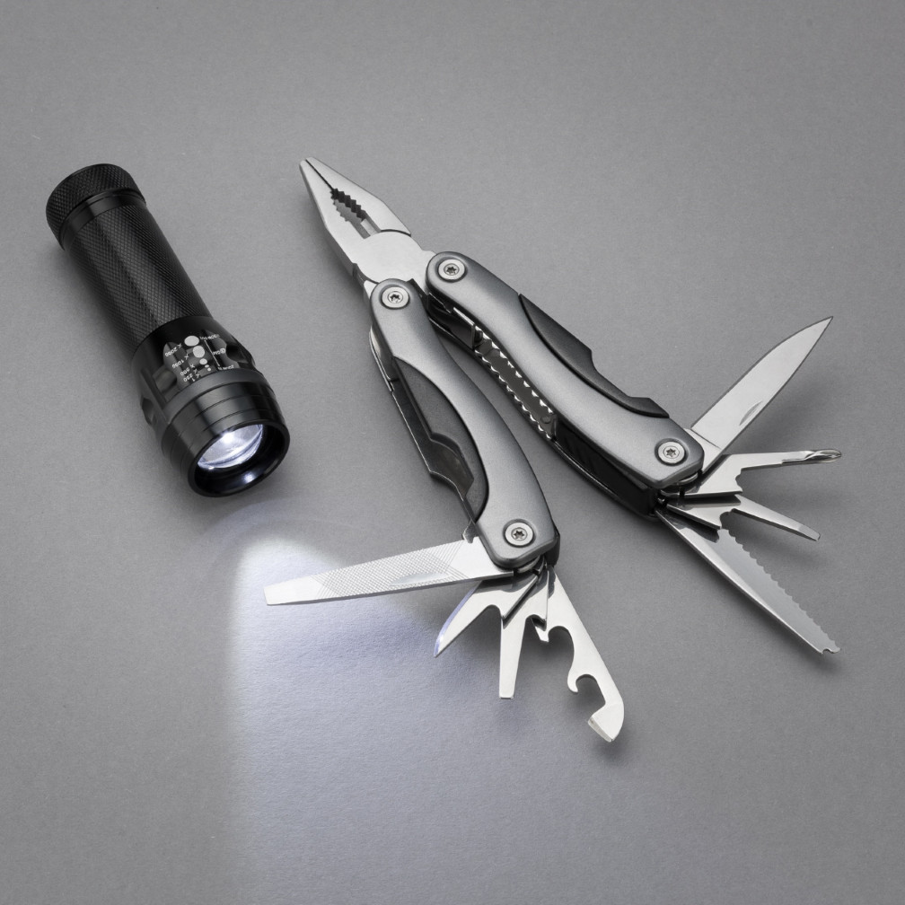 Silver-Grey Multi-tool and LED Torch 2