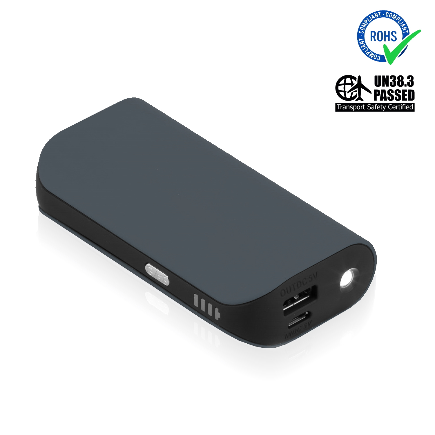 Grey Power Bank 5200 mAh + LED Torch