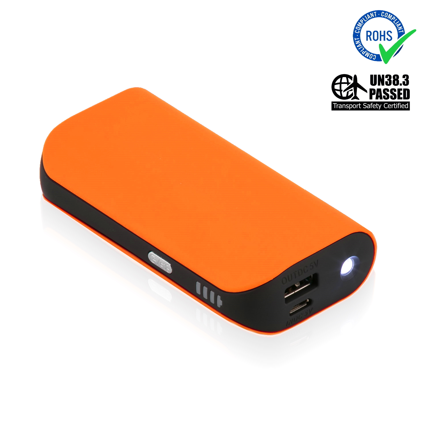 Orange Power Bank 5200 mAh + LED Torch 1