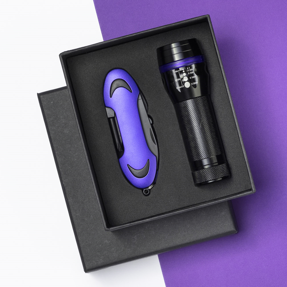 Purple Pocket Knife and LED Torch