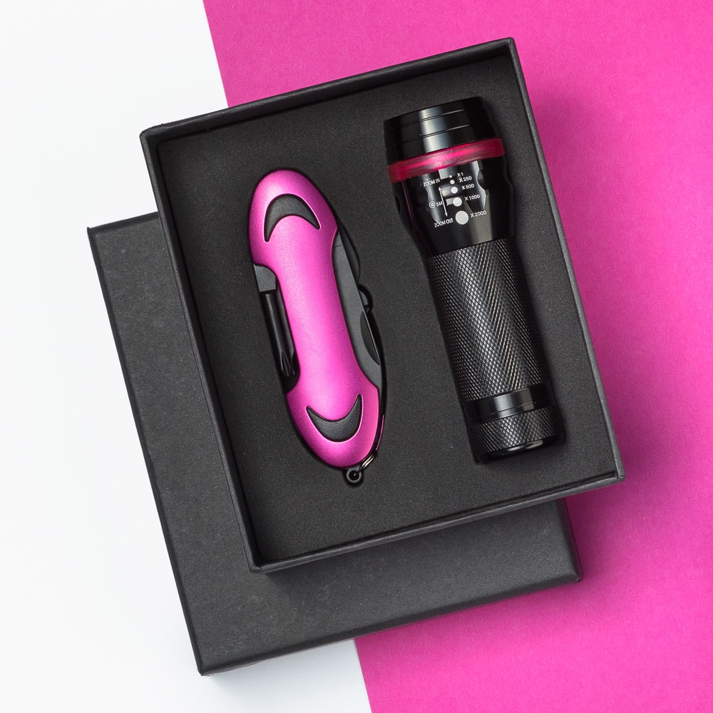 Pink Pocket Knife and LED Torch 1