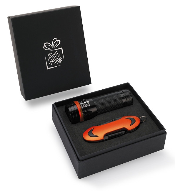 Orange Pocket Knife and LED Torch 2